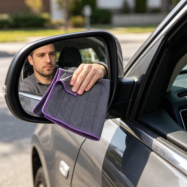 Vacemry 5Pcs Carbon Fiber Cleaning Cloth, Lint-Free Microfiber Glass Towels For Streak-Free Car Detailing, Scratch-Free Auto Wipes For Windows Mirrors Kitchen Appliances Dusting