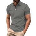 thumbnail image 3 of Sentmoon Hauts pour Femmes Grande Taille Coupe Ample Col Rabattu Manches Courtes Extensible Chemise Hawaïenne de Plage Couleur Unie Blouse pour Hommes Tendance pour la Plage et la Natation Gris P, 3 of 7