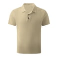 thumbnail image 1 of Pisexur Mens Ribbed Dress Shirts Short Sleeve Relaxed Fit Golf Shirt Tops Summer Solid Color Collar Button Down Blouses Casual Work Out Shirts for Mens Trendy, 1 of 3