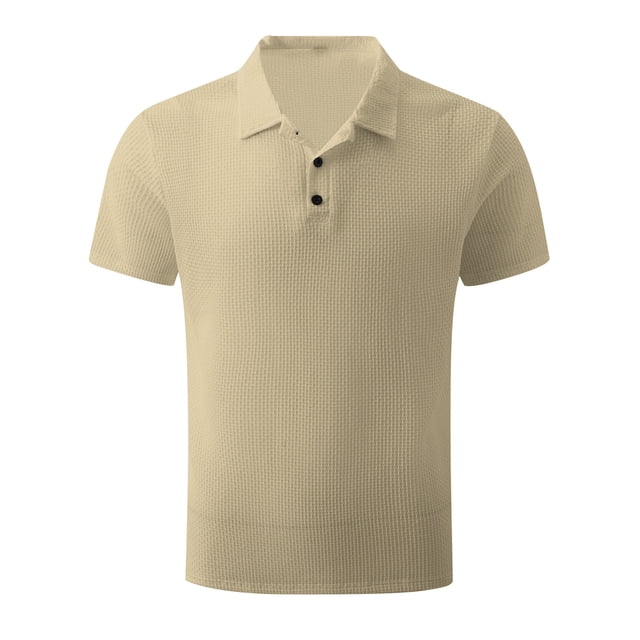 Pisexur Mens Ribbed Dress Shirts Short Sleeve Relaxed Fit Golf Shirt Tops Summer Solid Color Collar Button Down Blouses Casual Work Out Shirts for Mens Trendy