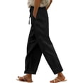 thumbnail image 1 of Women's Casual Linen Pants - High Waist with Side Pockets - Spring/Summer Long Pants, 1 of 4