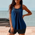thumbnail image 4 of RKSTN Tankini Swimsuits for Women Summer Fashion Solid ColorConservative Two Piece Set Bathing Suits with Boyshorts Loose Plus Size Round Neck Sleeveless Pleated Swimsuits, 4 of 5