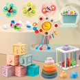 thumbnail image 1 of 6 In 1 Baby Toys 6 To 12 Months, Montessori Toy Soft Building Blocks Stacking Ring, 1 of 4