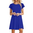 thumbnail image 2 of Birdeem Robes Mini pour Femmes Été Décontractées à Volants Manches Courtes Mignonnes Col Rond Robe Fluide avec Poches, 2 of 6