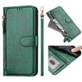 thumbnail image 3 of Case for Motorola Edge 50 Ultra Zipper Wallet Flip Cover with Card Holder, Photo Frame, Kickstand & Lanyard, PU Leather Green, 3 of 5