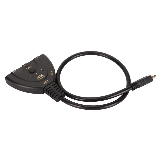 Sélecteur de Commutateur Vidéo 3 Ports, 4K 3 en 1 Sortie Son Clair Interface Multimédia Compacte pour Projecteur pour PC