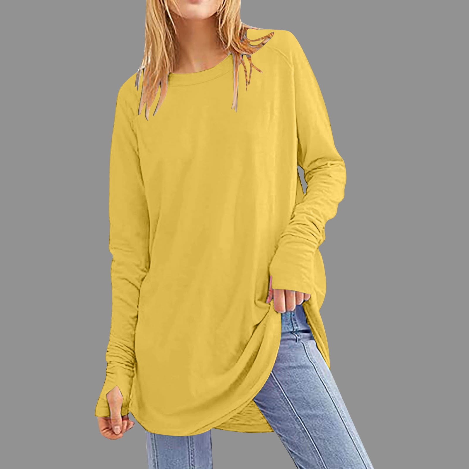 Frostluinai Women's Long Sleeve Tops with Thumb Holes Oversized