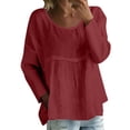 thumbnail image 1 of WZXFASHION T-shirt à Manches Longues Uni pour Femmes, Coupe Ample, Grande Taille, T-shirt à Manches Longues, Rabais de 50 %, Liquidation, T-shirt à Manches Longues pour Femmes, 1 of 5