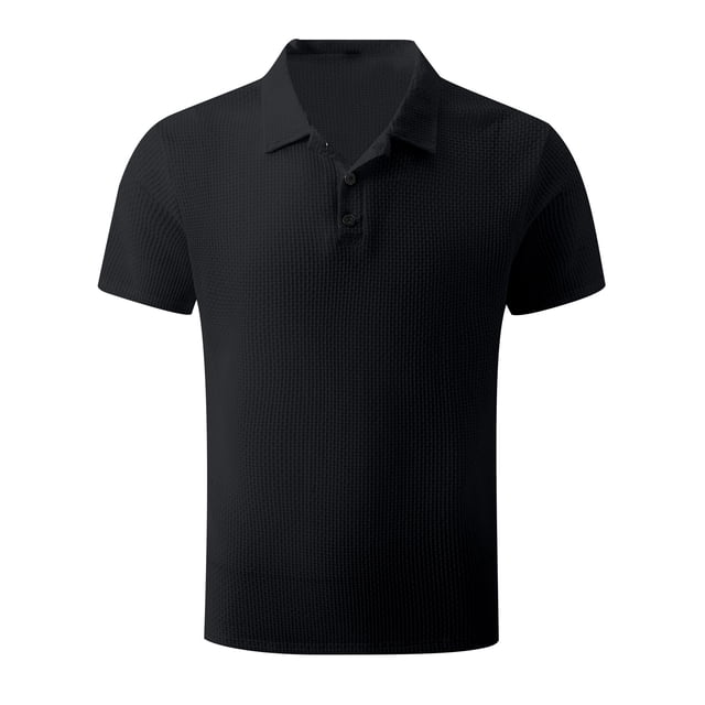 Pisexur Mens Ribbed Dress Shirts Short Sleeve Relaxed Fit Golf Shirt Tops Summer Solid Color Collar Button Down Blouses Casual Work Out Shirts for Mens Trendy