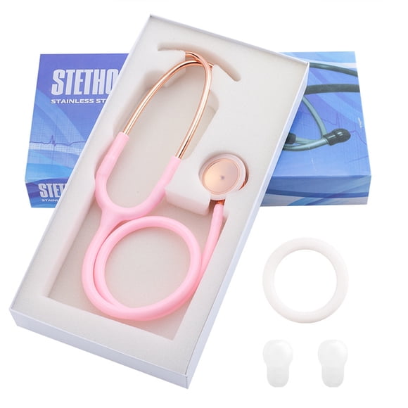 Stethoscope - Sensitive Chest Piece for Monitoring Amplified Heart & Lung Sounds - Lightweight, Flexible Stethoscope Tubing - Extra Ear Tips & Non-Chill Ring