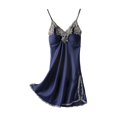 thumbnail image 1 of B91xZ Chemise de Nuit Mode pour Femmes Col en V Sans Manches, L Marine, 1 of 5