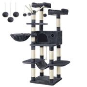 FEANDREA Cat Tree, Large Cat Tower, 64.6 Inches Cat Activity Center Cat Condo, Smoky Gray