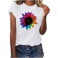 thumbnail image 1 of Birdeem Femmes Décontracté Été Imprimé Manches Courtes Col Rond T-Shirt Ample Blouse Hauts, 1 of 1