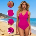 thumbnail image 2 of JMYHOAM One Piece Swimsuit Women Swimwear Women Solid Color Backless Strap Bikini Swimsuit Bikini Color Blocking Off-Shoulder Set, 2 of 8