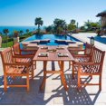 thumbnail image 4 of Malibu Outdoor 5-piece Wood Patio Dining Set with Curvy Leg Table, 4 of 6
