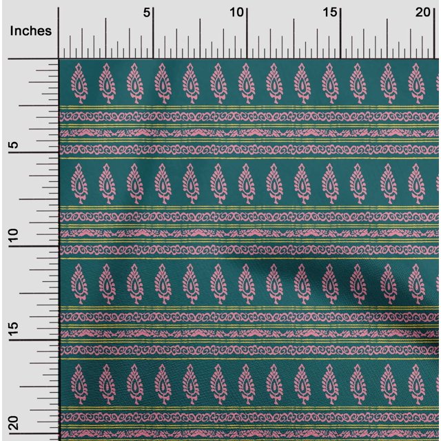 oneOone Polyester Lycra Fabric Stripe|Swirl & Floral Block Print Fabric BTY 56 Inch Wide