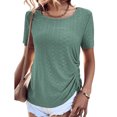 thumbnail image 2 of Besolor Tuniques d'Été pour Femmes, Col Rond Tendance, Manches Courtes, Chemises à Œillets, Blouse Décontractée avec Cordon de Serrage, 2 of 6