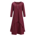 thumbnail image 4 of Robes pour Filles Mode pour Femmes Grande Taille Robe Longue Unie à Col Rond Manches Longues Boutons Robe en Liquidation, 4 of 8
