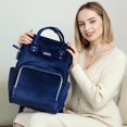 thumbnail image 3 of Sunveno Corduroy Diaper Bag Large Capacity Backpack Travel Backpack, Blue, 3 of 10