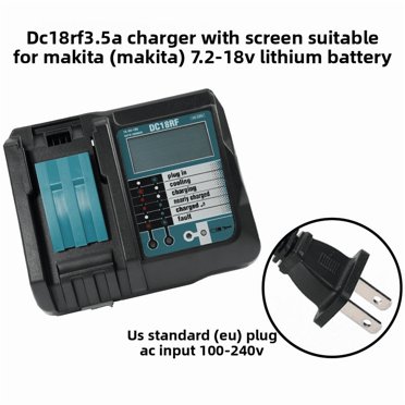 Chargeur DC18RF Compatible avec la Batterie Lithium-ion Makita 14,4 V/18 V, 3,5 A avec Interface USB pour la Recharge pour BL1815 BL1820 BL1830 BL1840B BL1850 BL1860 BL1450, Chargeur de Remplacement pour DC18RC