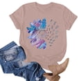 thumbnail image 2 of WEIYLL T-Shirts pour Femmes Imprimé Lettre Manches Courtes Col Rond Rose Clair Tailles G, 2 of 4