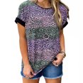 thumbnail image 1 of Nouveau Léopard Manches Courtes T-Shirt Nouvelle Mode Street Tee Grande Taille en Vrac Col Rond Casual Top, 1 of 8