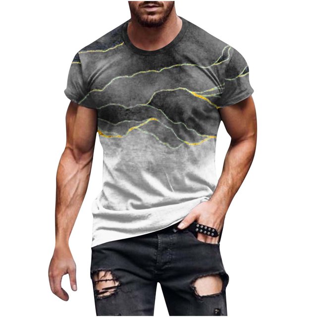 UVEASISHA Liquidation Chemise Homme Grande Taille Manches Courtes T-Shirt Graphique Imprimé 3D Hauts Muscle Décontracté Ample Col Rond Chandail Vêtements Tendance 2025
