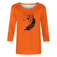 thumbnail image 4 of Dadaria Tee Femmes Chemise Orange Manches 3/4 T-Shirt Col Rond Grandes Tailles Hauts Été Chandail Blouses 3TG, 4 of 4