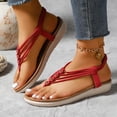 thumbnail image 2 of Wdhugt Sandales à Enfiler Mode pour Femmes Plates Bout Rond Rouge Taille 7 Us Longueur de Chaussures 24,5 Cm/9,65 Po Pu, 2 of 9