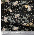 thumbnail image 3 of Soimoi polyester Crepe Fabric Leaves,Moth & Magnolia Floral Print Fabric by Yard 52 Inch Wide, 3 of 3