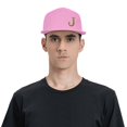 thumbnail image 4 of ZICANCN Alphabet J Pattern Baseball Caps, Trucker Hats for Men And Women, Adjustable Breathable Flat Caps, Pink, 4 of 6