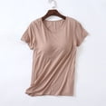 thumbnail image 2 of Timegard Hauts d'Été pour Femmes avec Soutien-Gorge Intégré Col Ras du Cou Manches Courtes Tenue de Détente Pyjama Doux Décontracté T-Shirt, 2 of 7