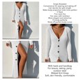 thumbnail image 3 of Robe Chandail Longue en Tricot à Col en V Profond pour Femmes avec Boutons, Manches Longues, Robe Maxi, 3 of 6
