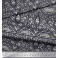thumbnail image 3 of Soimoi Poly Georgette Fabric Leaves & Floral Block Print Fabric by The Yard 52 Inch Wide, 3 of 3