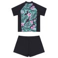 thumbnail image 4 of Kaerm Girls Swimsuit UPF 50+ UV Sun Protection 2 Piece Short Sleeve Swimwear Rash Guard Sets Summer Lily Pink 10, 4 of 7