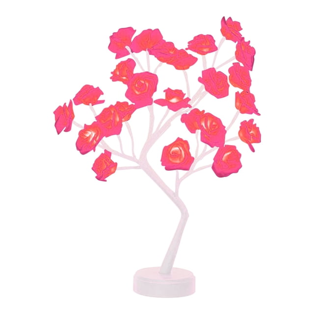 Led Desk Lamprose Flower Table Tree Light 24 Leds Desk Top Bonsai Lighted Tree Battery Operated Usb Plug Powered Tree Table Lamp Rose Flower Desk Tree Lamp for Home Party We