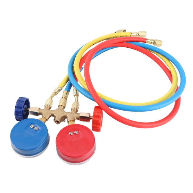 Manifold de Réfrigérant Gauges, Tuyaux de Chargement de Réfrigérant de Climatisation avec Manomètre pour R12 R22 R404A R134A