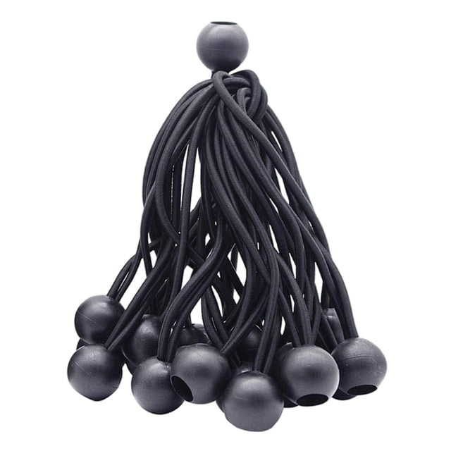 jinwen 10x Ball Bungee Cords Tent Tarp Fix Rope Tie Down Strap Elastic Rope for Black