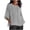 Grey, variant on hotojiny Oversized Tshirts for Women Cotton Linen Plus Size Scoop Neck Top Casual 3/4 Sleeve Striped Breathable Tee Lightweight Side Slit Clothes