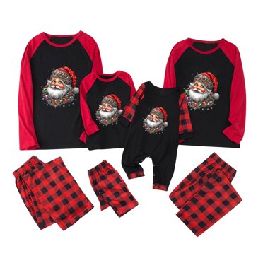 Meichang Pyjamas Assortis pour la Famille Ensemble de Pyjama de Noël Ensemble de Vêtements de Nuit à Manches Longues avec Pyjamas Graphiques de Noël
