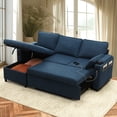 thumbnail image 1 of Sectional Sleeper Sofa L shaped Charging Couch with Usb Storage Chaise Reversible Pull Out Bed for Small Space, Blue, 1 of 8