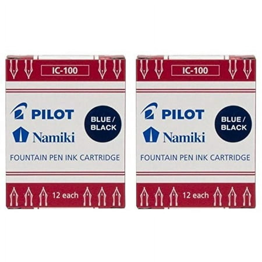 Pilot Namiki IC100 Fountain Pen Ink Cartridge, Blue/Black, 12 Cartridges per Pack (Pack os 2)