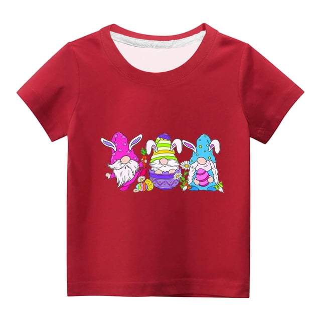 Penkiiy Garçons Filles T-Shirts de Pâques T-Shirt Manches Courtes Haut T-Shirts Graphiques Amusants 13 Ans Rouge