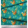 thumbnail image 3 of Soimoi Green Poly Georgette Fabric Triangle & Pine Fruits Printed Fabric 1 Yard 42 Inch Wide, 3 of 5