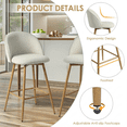 thumbnail image 3 of Homy Casa Set of 2 Bar Stools, 24.4" Counter Height Swivel Fabric Chairs for Kitchen Island, Beige, 3 of 7