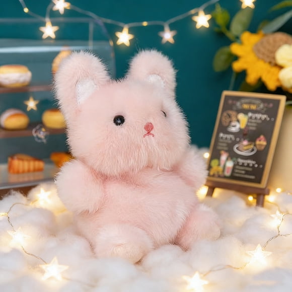 weibbin Short Plush Pink Bunny Table Doll Decoration for Desk Gift Pink