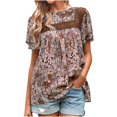 thumbnail image 2 of SMihono Hauts pour Femmes Été Chic Décontracté Impression Mode Printemps et Été Col Rond Manches Courtes Blouse T-shirt Oversize pour Femmes 2023, 2 of 8
