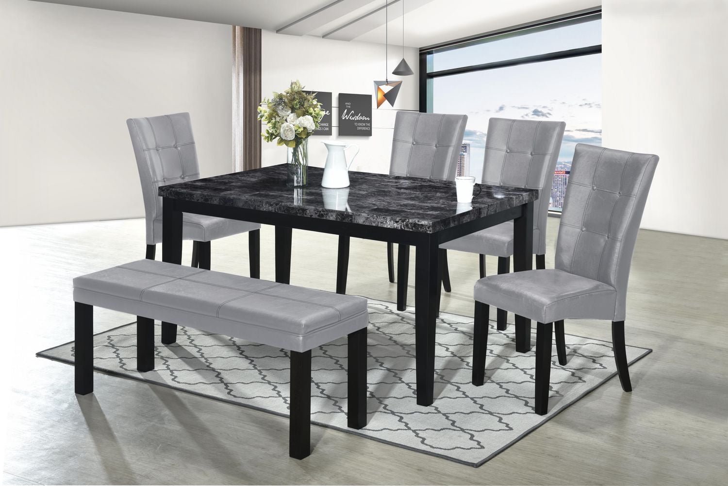 CHAISES DE SALLE A MANGER AERYS WINSOR EN PU GRIS (LOT DE 2