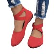 thumbnail image 2 of Ladys Single Shoes Suede Surface Elastic Ankle Strap Soft Sole Pointy Toe Flats Bottom Ballet Rear Ankle Zipper Shoes New Large Size Shallow Mouth Elastic Flat Shoes Red, 2 of 7