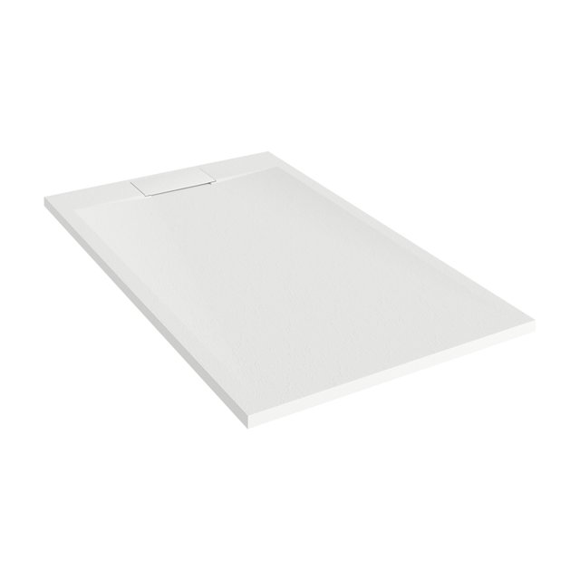Emberveil White SMC Shower Base 36" x 60" – Low Profile Anti-Slip Stone Texture with Side Drain